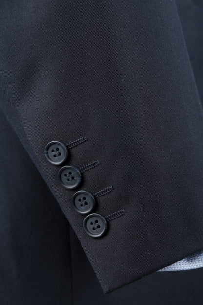 BUILD YOUR PACKAGE: Navy Slim Fit Suit (Package Includes 2 Pc Suit, Shirt, Necktie or Bow Tie, Matching Pocket Square, & Shoes)