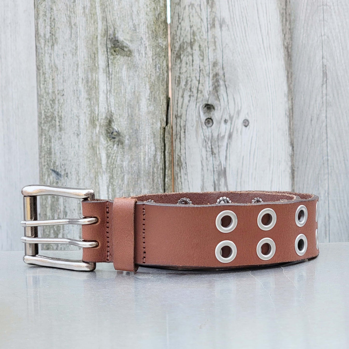 Brixton - Black Double Grommet 100 % Full Grain Leather Belt