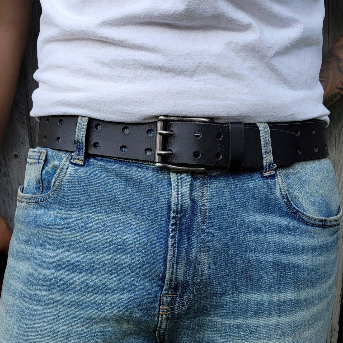 Brown Double Hole Full Grain Leather Belt