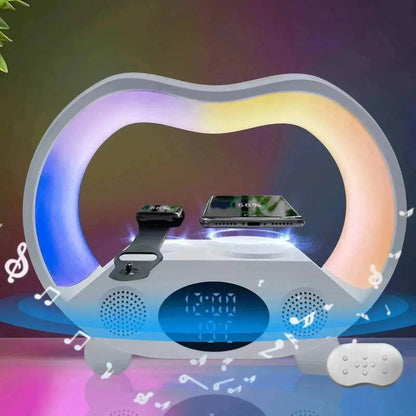 Lampe de table LED Chargeur sans fil multifonction Veilleuse Haut-parleur Bluetooth