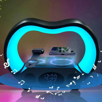 Lampe de table LED Chargeur sans fil multifonction Veilleuse Haut-parleur Bluetooth
