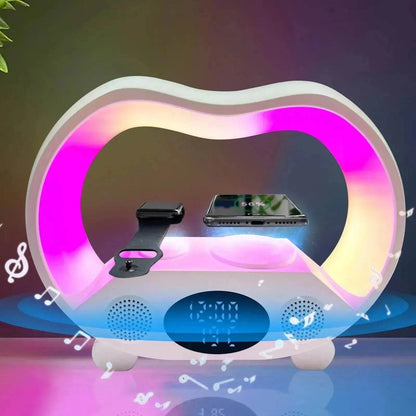 Lampe de table LED Chargeur sans fil multifonction Veilleuse Haut-parleur Bluetooth