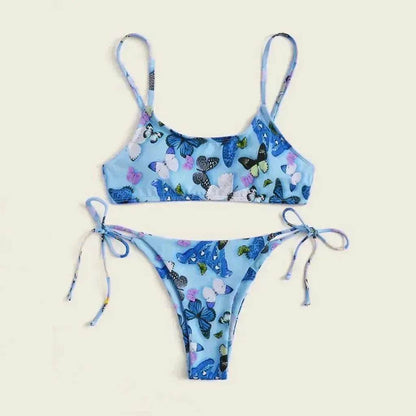 2025 Summer Vibe Flowers Print  Charming Bikini for Beach Swimming Fashion Push Up Swimsuit Womens Clothing