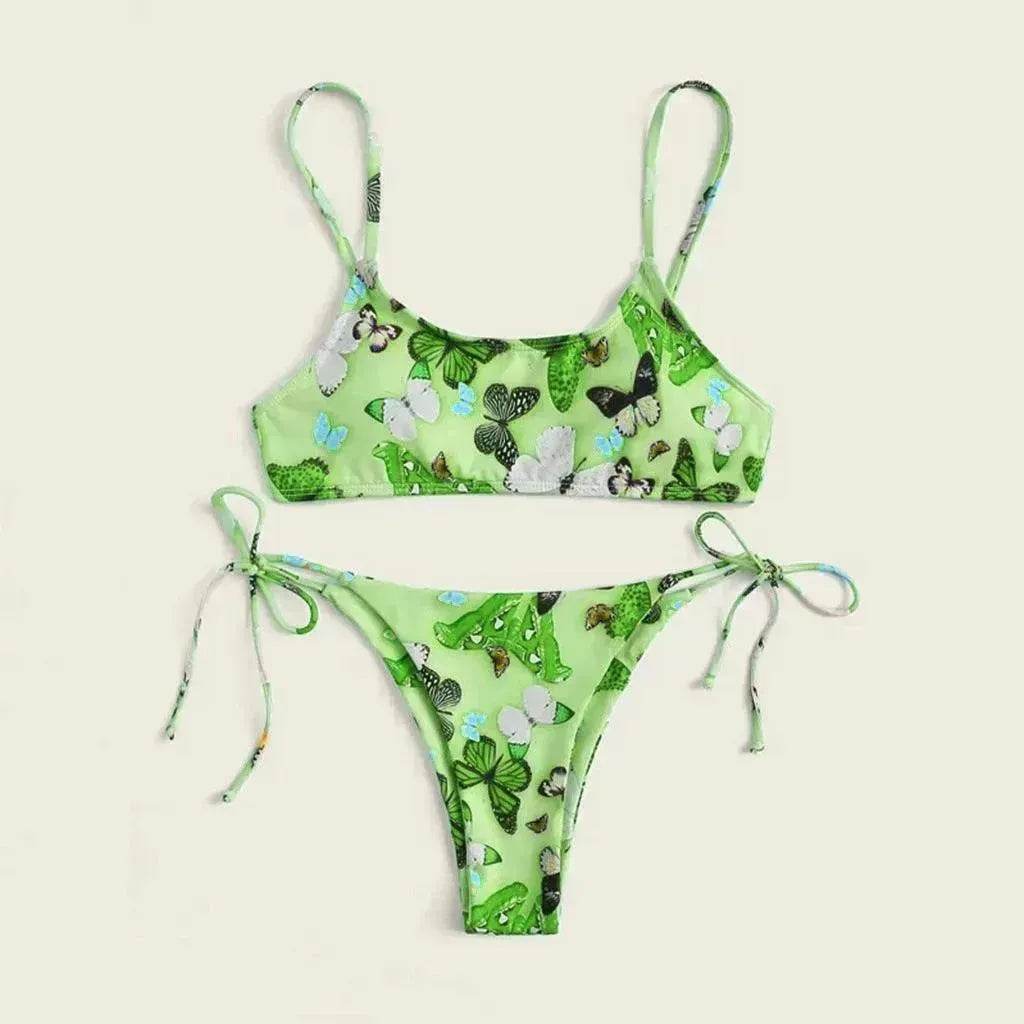 2025 Summer Vibe Flowers Print  Charming Bikini for Beach Swimming Fashion Push Up Swimsuit Womens Clothing