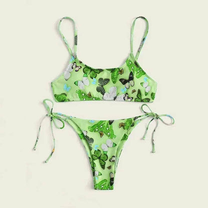 2025 Summer Vibe Flowers Print  Charming Bikini for Beach Swimming Fashion Push Up Swimsuit Womens Clothing