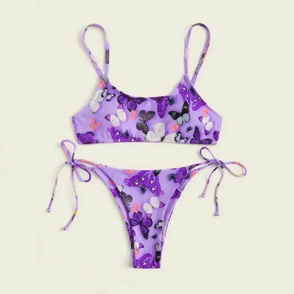2025 Summer Vibe Flowers Print  Charming Bikini for Beach Swimming Fashion Push Up Swimsuit Womens Clothing