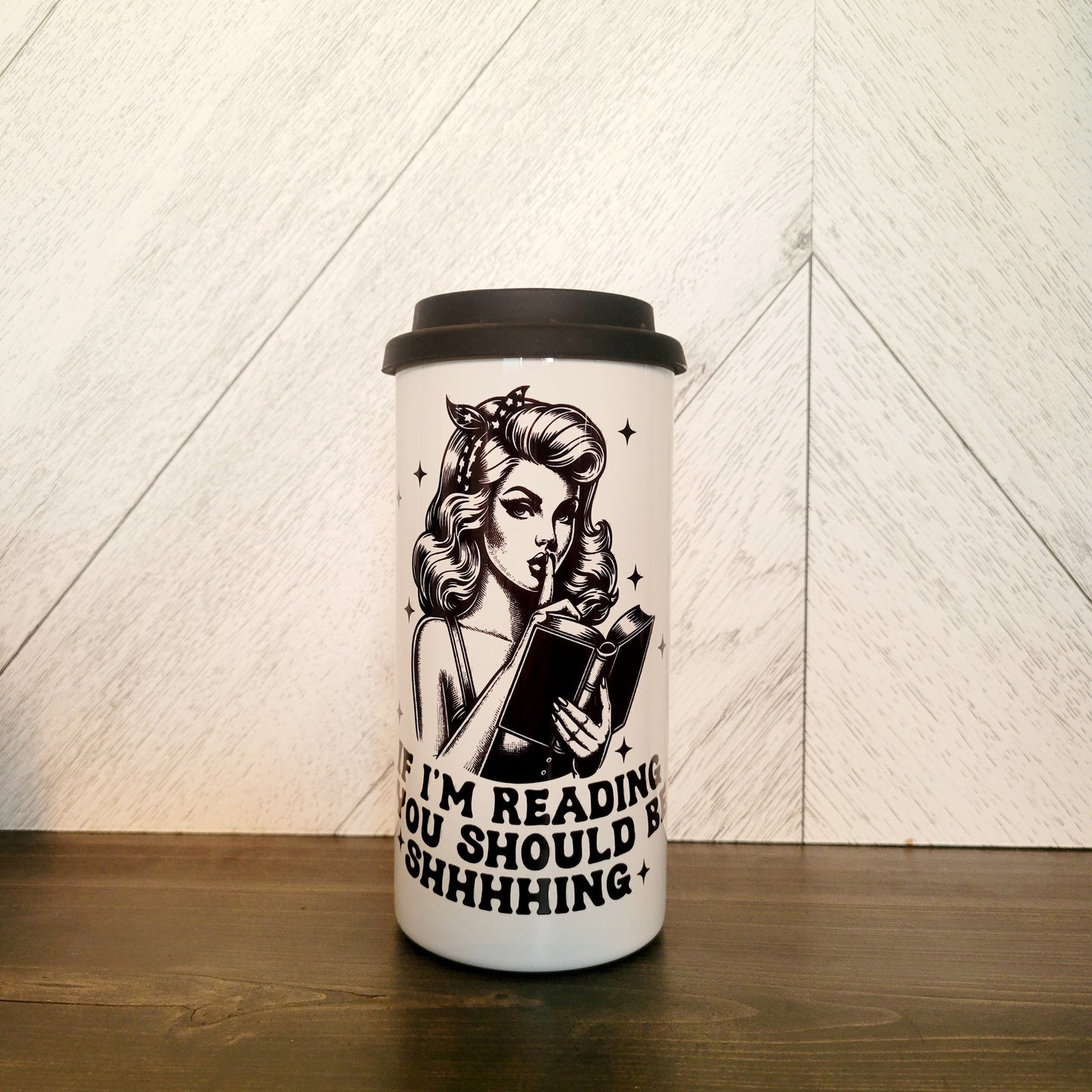 Si je lis, tu devrais l'être - Gobelet en acier inoxydable de 47 cl | Tasse à boisson thématique littéraire