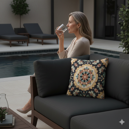 Boho Mandala Woven Pillow | Kilim Mosaic Cushion Cover