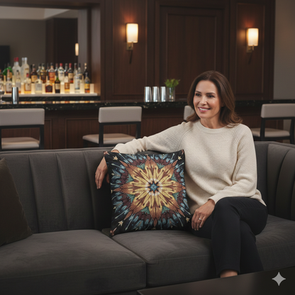 Oreiller tissé mandala étoile géométrique | Décoration Bohème, Style Kilim