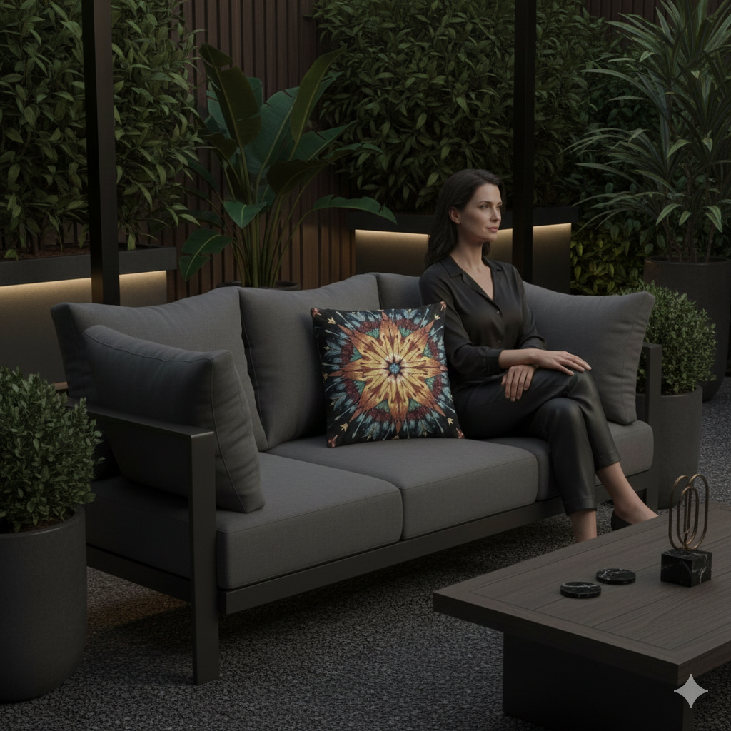 Oreiller tissé mandala étoile géométrique | Décoration Bohème, Style Kilim