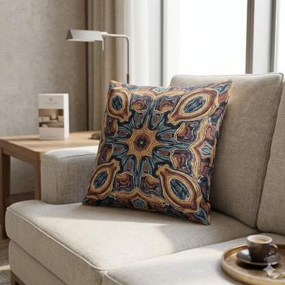 Bohemian Woven Pillow – Mosaic Medallion Decorative Throw Cushion