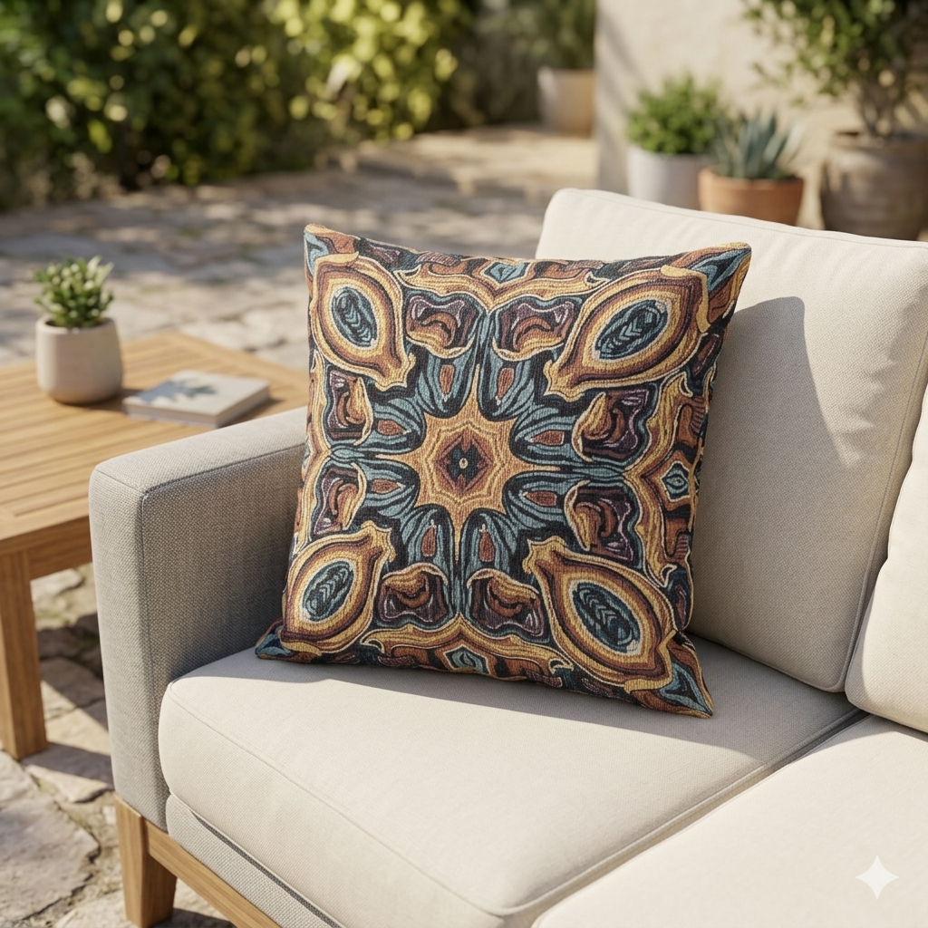 Bohemian Woven Pillow – Mosaic Medallion Decorative Throw Cushion