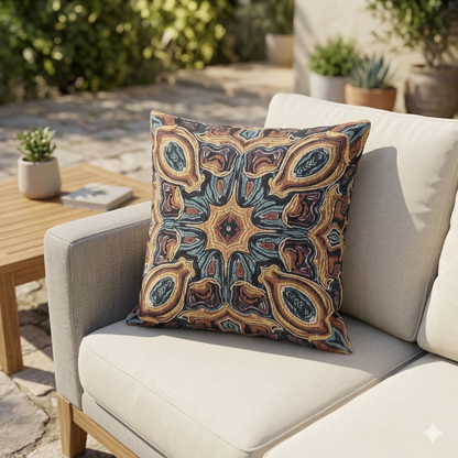 Bohemian Woven Pillow – Mosaic Medallion Decorative Throw Cushion