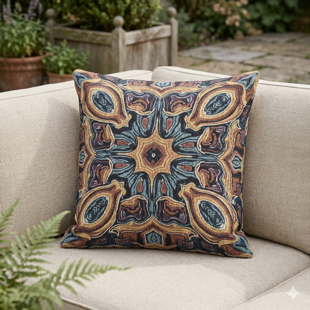 Bohemian Woven Pillow – Mosaic Medallion Decorative Throw Cushion
