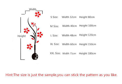 Creative vase acrylic 3D wall sticker Home Wall Decals