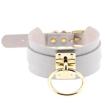 Gothic Punk Wide PU Leather O Ring BDSM Collar Choker Necklace Women Bondage Collar