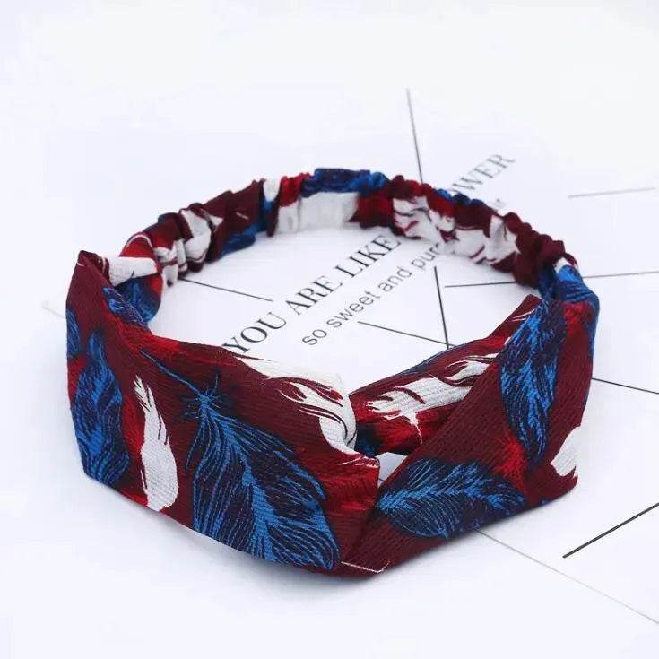 Bandeau croisé à nœud pour femme style rétro, imprimé floral