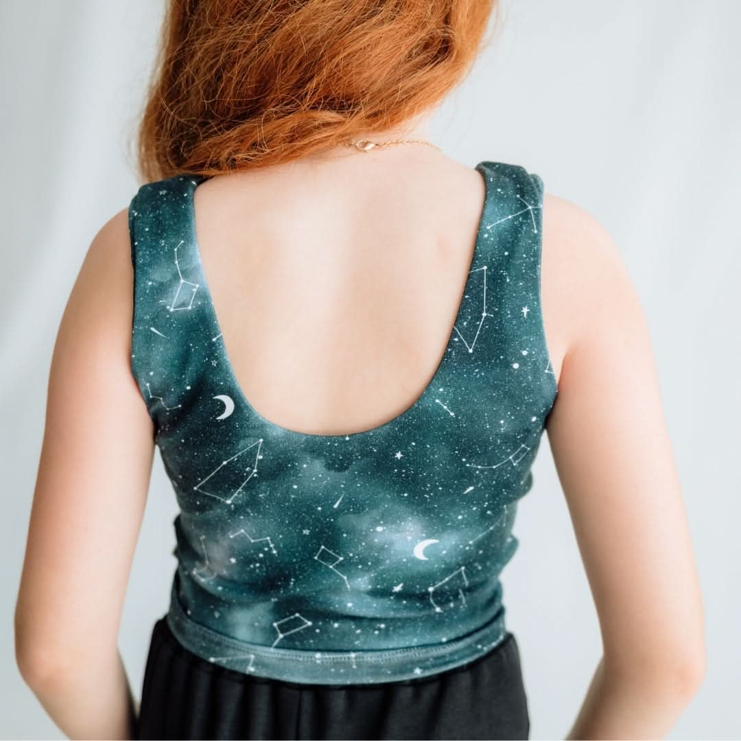 Youth Bamboo Longline Bralette-Style Tank | Celestial Floral