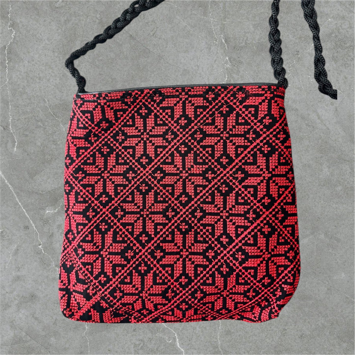 Tatreez Shoulder Pouch - 3 Zipper Compartments | Made by Palestinian Artisans