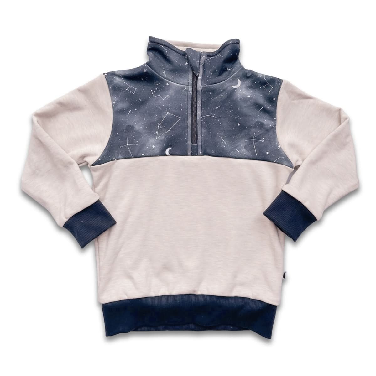 Youth Bamboo Fleece Half-Zip | Ash With Night Sky
