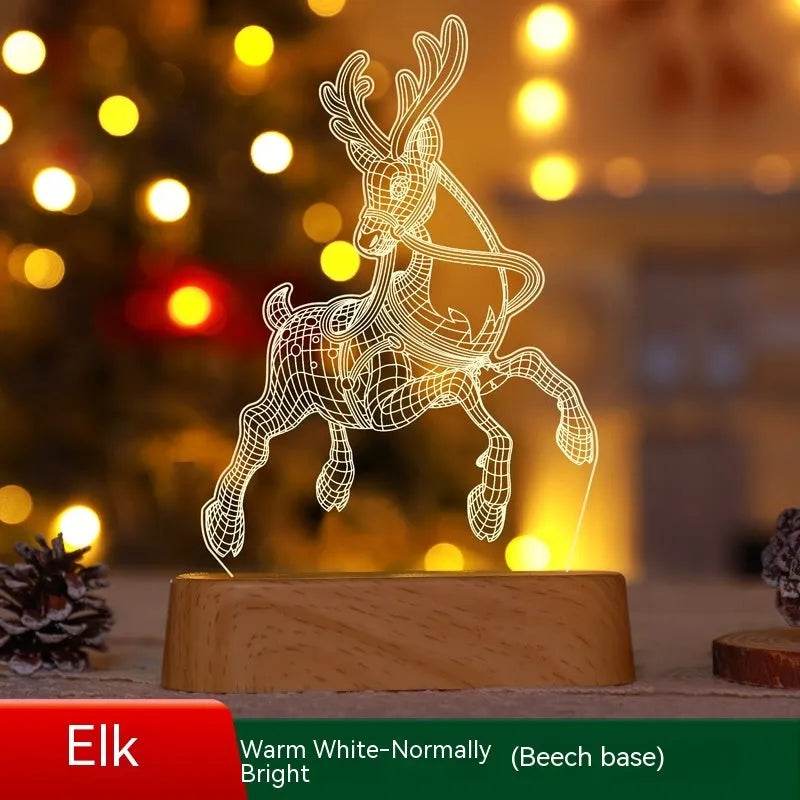 Décoration de Noël Lampe 3D Acrylique LED Veilleuses Nouvel An Saint-Valentin Cadeau de Noël pour Enfants Ornements de Noël