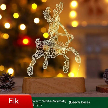 Décoration de Noël Lampe 3D Acrylique LED Veilleuses Nouvel An Saint-Valentin Cadeau de Noël pour Enfants Ornements de Noël