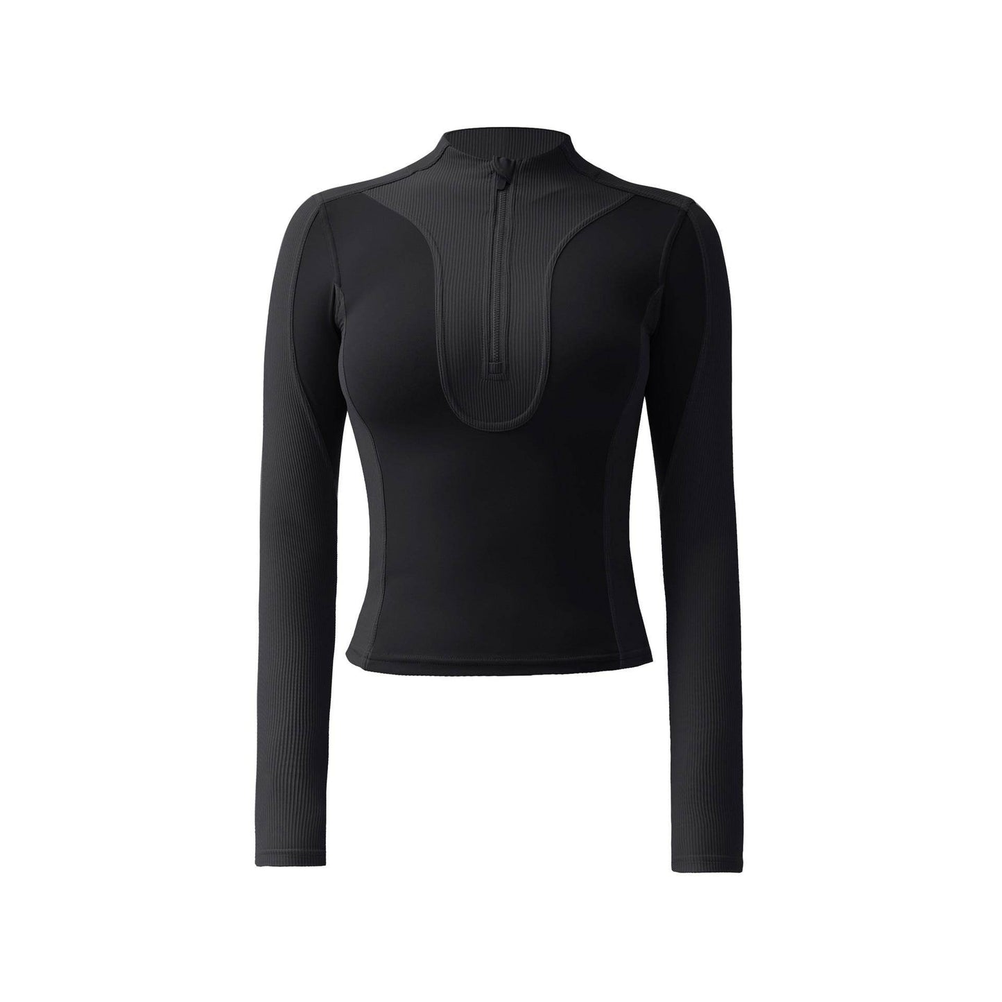 Long sleeve gym top for women Slim fit Half Zip Fitness Workout Top