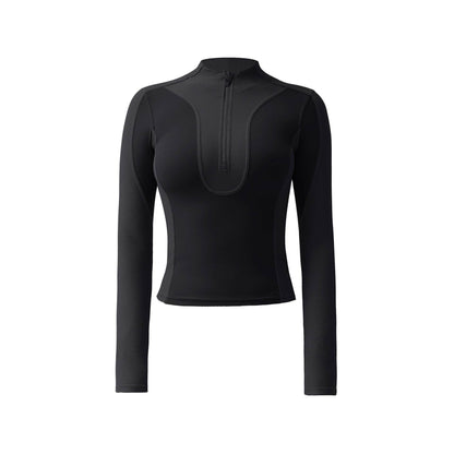 Long sleeve gym top for women Slim fit Half Zip Fitness Workout Top