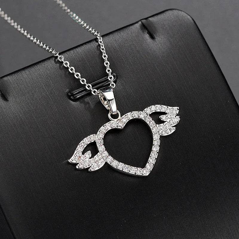 Femmes Mode Ange amour pendentif Collier Or Argent