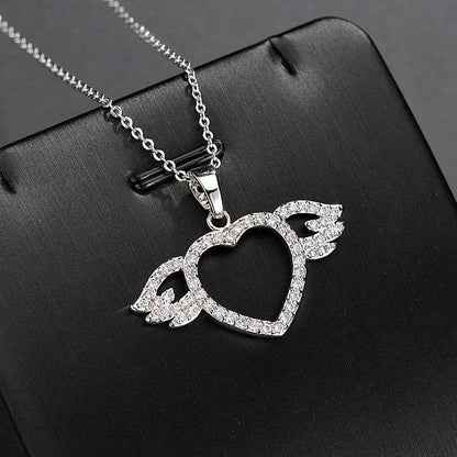 Femmes Mode Ange amour pendentif Collier Or Argent