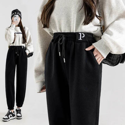 Fleece-lined Casual Harem Drawstring sweat Pants For Women