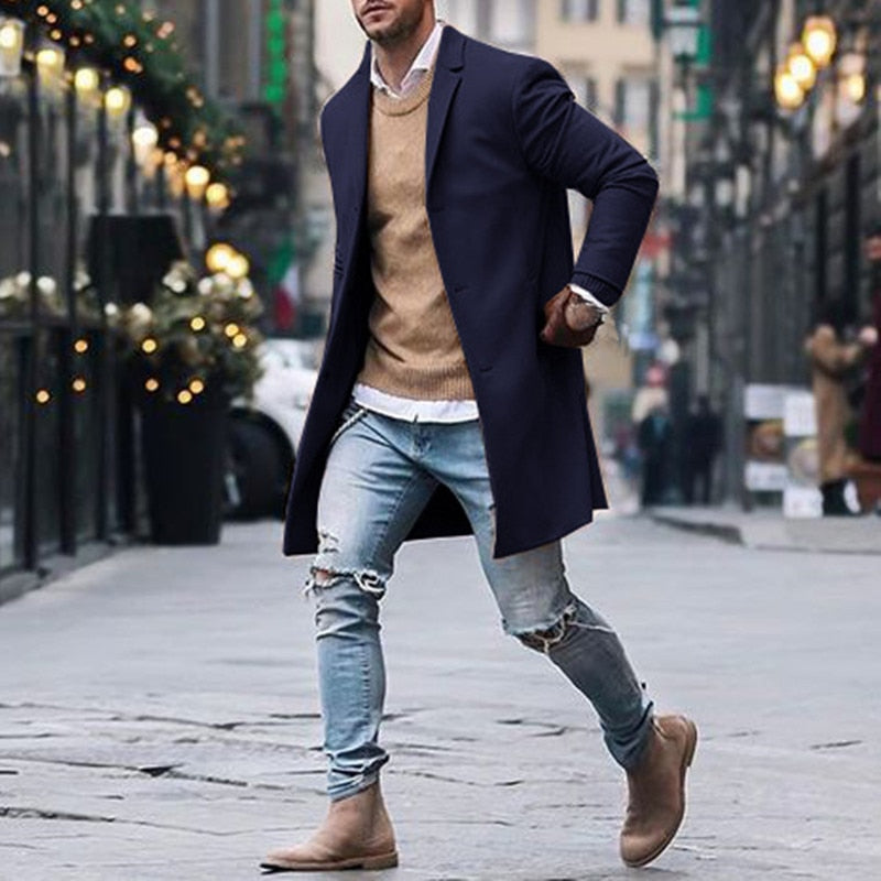 Men's Winter Long Trench Coat