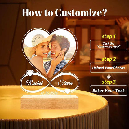 Customized Personalized Valentine Acrylic Lovers Night LED light picture frame