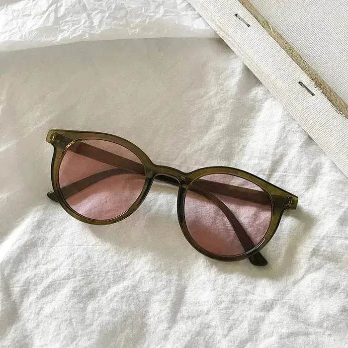 Unisex sunglasses round frame Glass UV400
