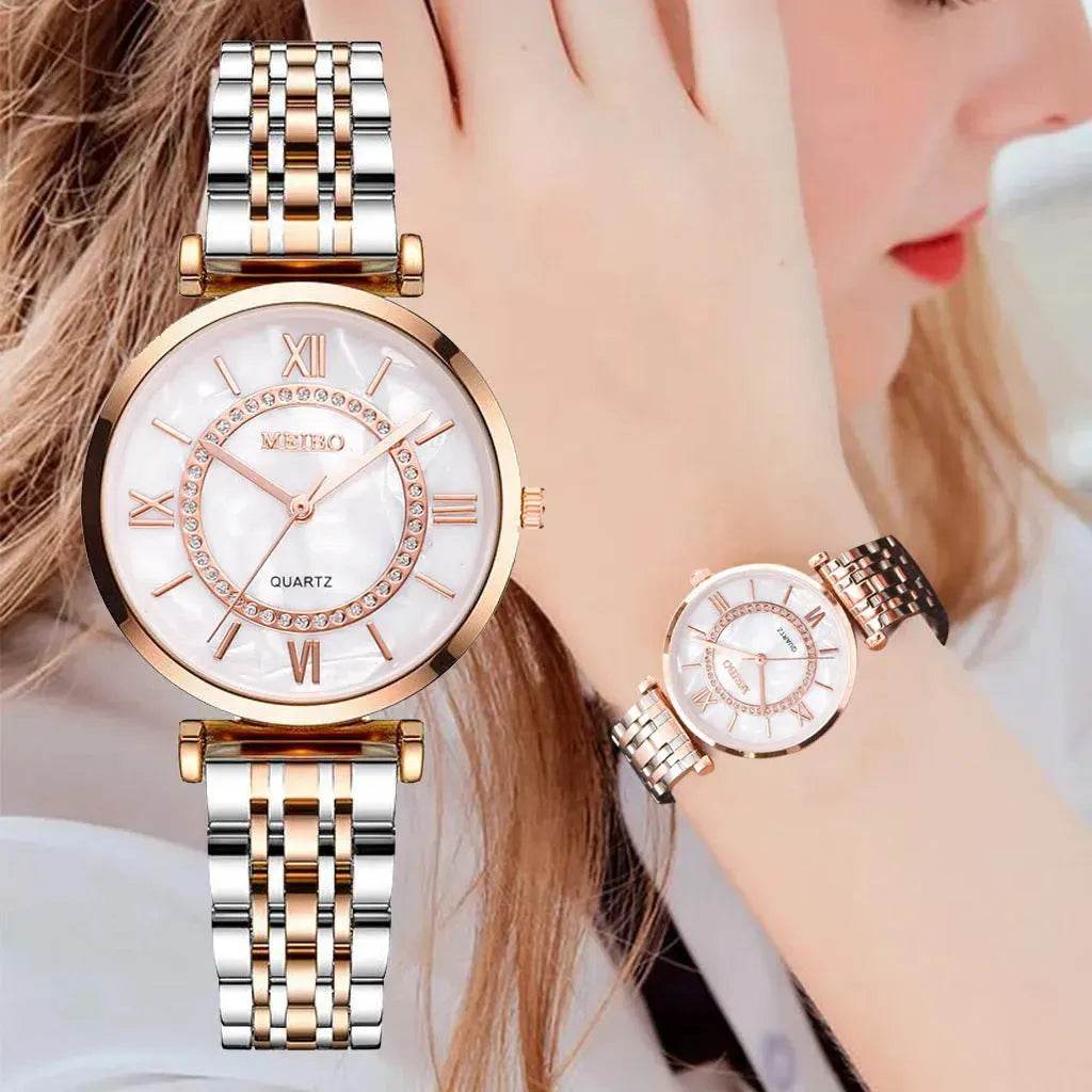 Montre à quartz dorée pour femme