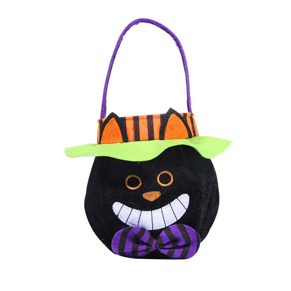 Halloween Candy Tote Bag – Cute Pumpkin Witch Black Cat Vampire Trick-or-Treat Bag