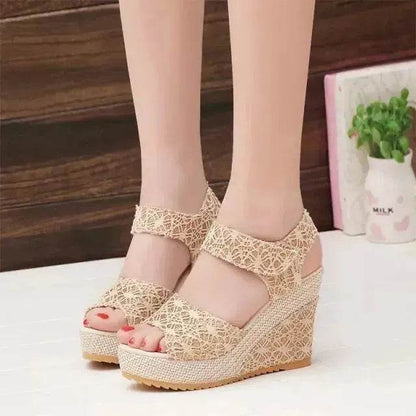Platform High Wedge Sandals Plain Work sandals for women