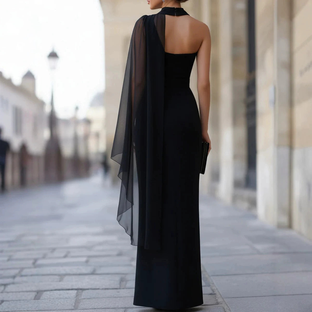 Women's Off-Shoulder Evening Gown – Elegant Black Bodycon Long Dress