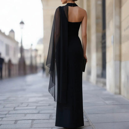 Women's Off-Shoulder Evening Gown – Elegant Black Bodycon Long Dress