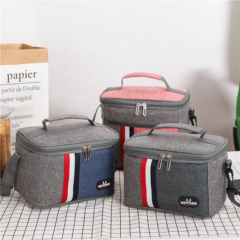 Striped Insulated Lunch Bag – Stylish Portable Tote for Work