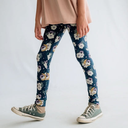 Youth Bamboo Leggings | Celestial Floral