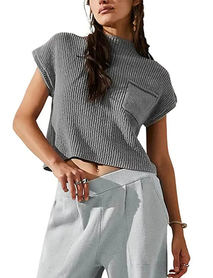 Women Knitted short Sleeve Pullover Tops for women