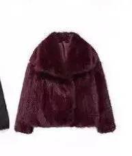 Manteau d'hiver en peluche à col ouvert et revers épais, manteau en fausse fourrure pour femmes