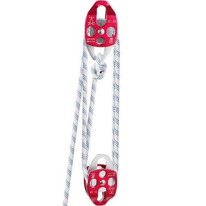 Twin Sheave Block And Tackle 1 2 X 200Ft Twin Sheave Block With Braid Rope 30-35KN 6600-7705LBS Double Pulley Rigging