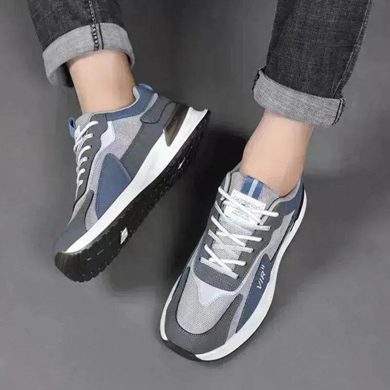 Chaussures en maille color block pour hommes Baskets décontractées à lacets Chaussures de sport de course respirantes pour l'extérieur