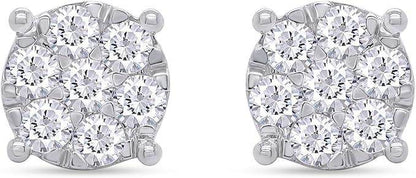 SAVEARTH DIAMONDS Carat Round Cut Lab Created Moissanite Diamond Cluster Stud Earrings In 14k Gold Over Sterling Silver Jewelry For Women