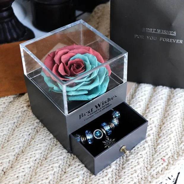 Eternal Flower Rose Jewelry Box for Birthday Presents Valentines Day Wedding Gift Box