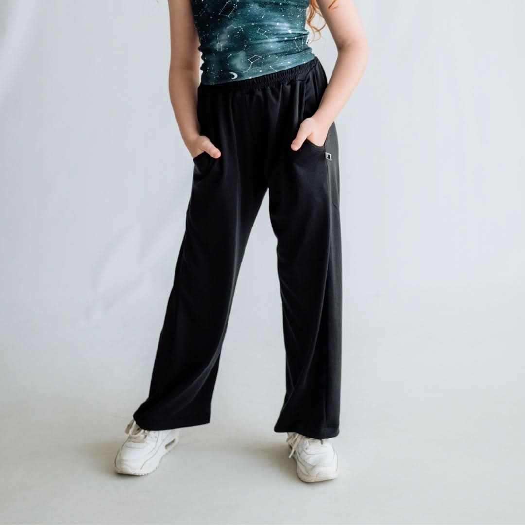 Youth Bamboo Wide Leg Pants | Black