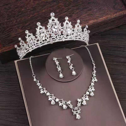 Rhinestone Crown Necklace Set Wedding Accessories