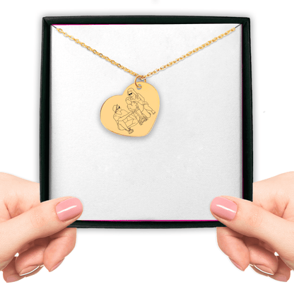 Custom Line Art Portrait Heart Necklace